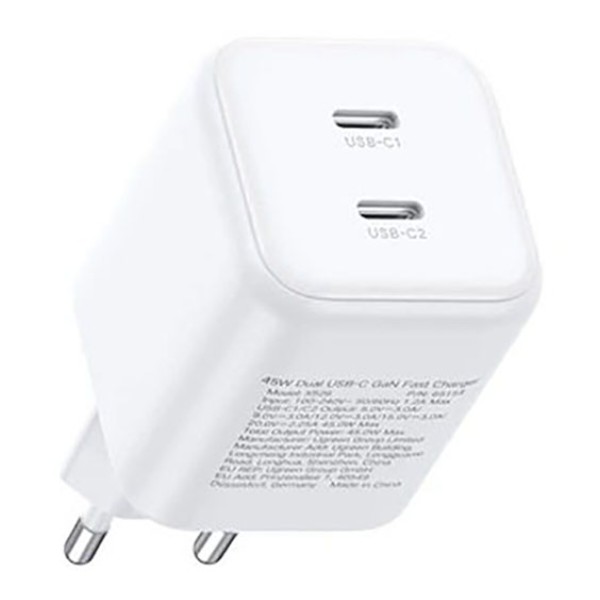 Фото - Мережевий зарядний пристрій UGREEN X526 2xUSB-C 45W GaN Fast Charger White (65154)
